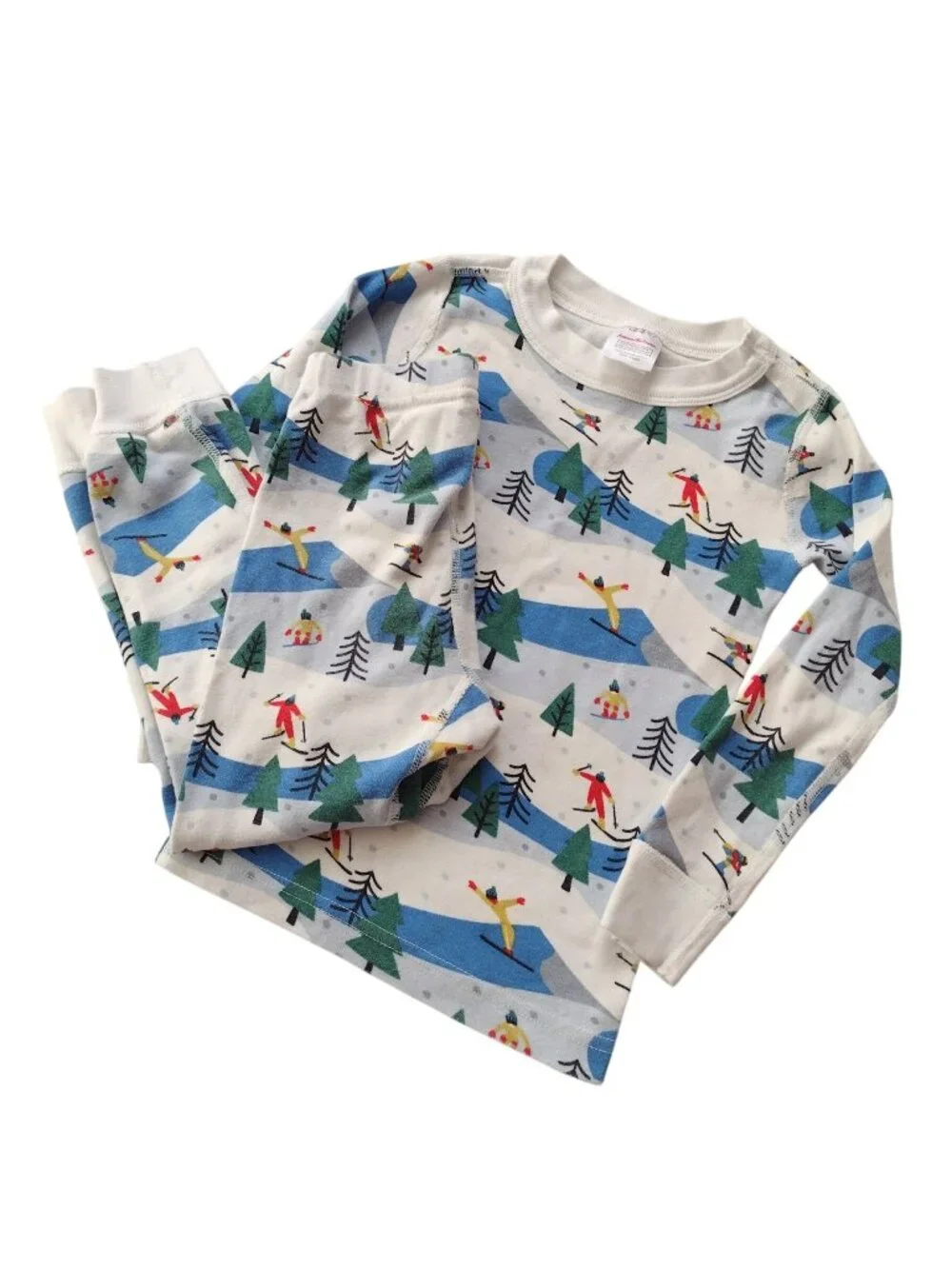 Hanna Andersson Kids Pajamas 4 Ski Slope Holiday Print Organic Cotton Long Johns